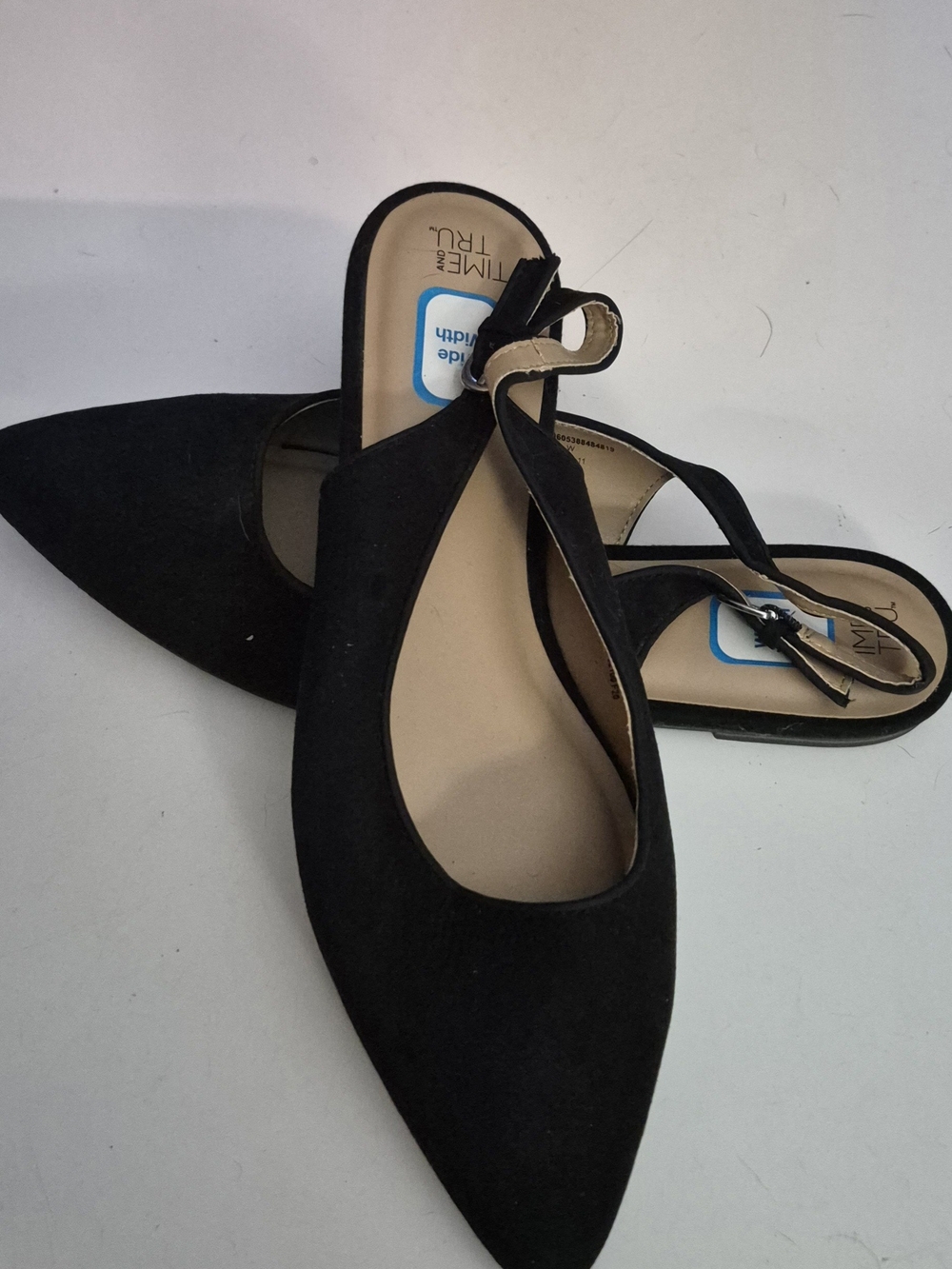 Time and Tru Black Pointed Slingback Mules